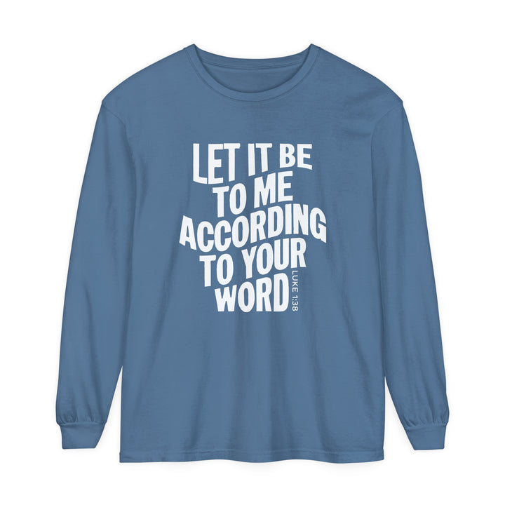 According To Your Word Long Sleeve Shirt Long-sleeve Blue Jean S 