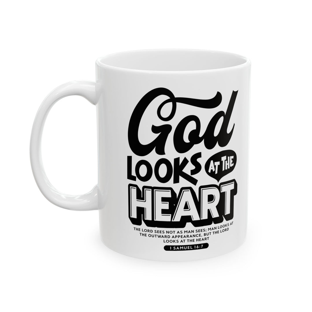 Christian Coffee Mug God Looks At Heart Ceramic Mug   