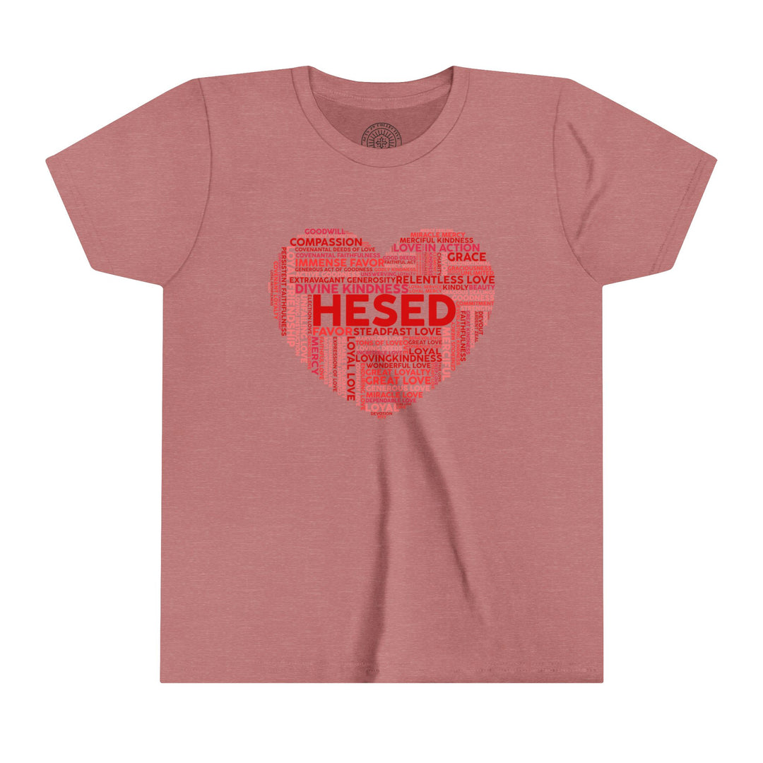 Hesed Heart Cloud Youth T-shirt Kids clothes Heather Mauve S 