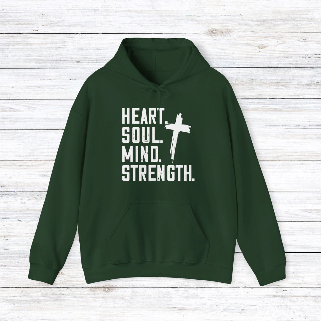 Heart Soul Mind Strength Cross Hoodie Hoodie Forest Green S 