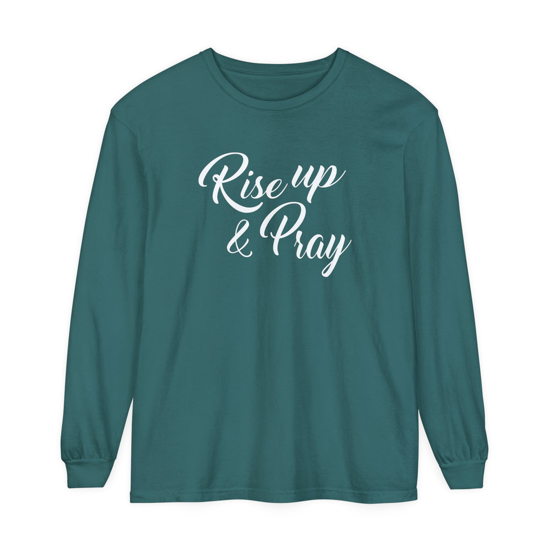 Rise Up and Pray Long Sleeve Shirt Long-sleeve Blue Spruce S 