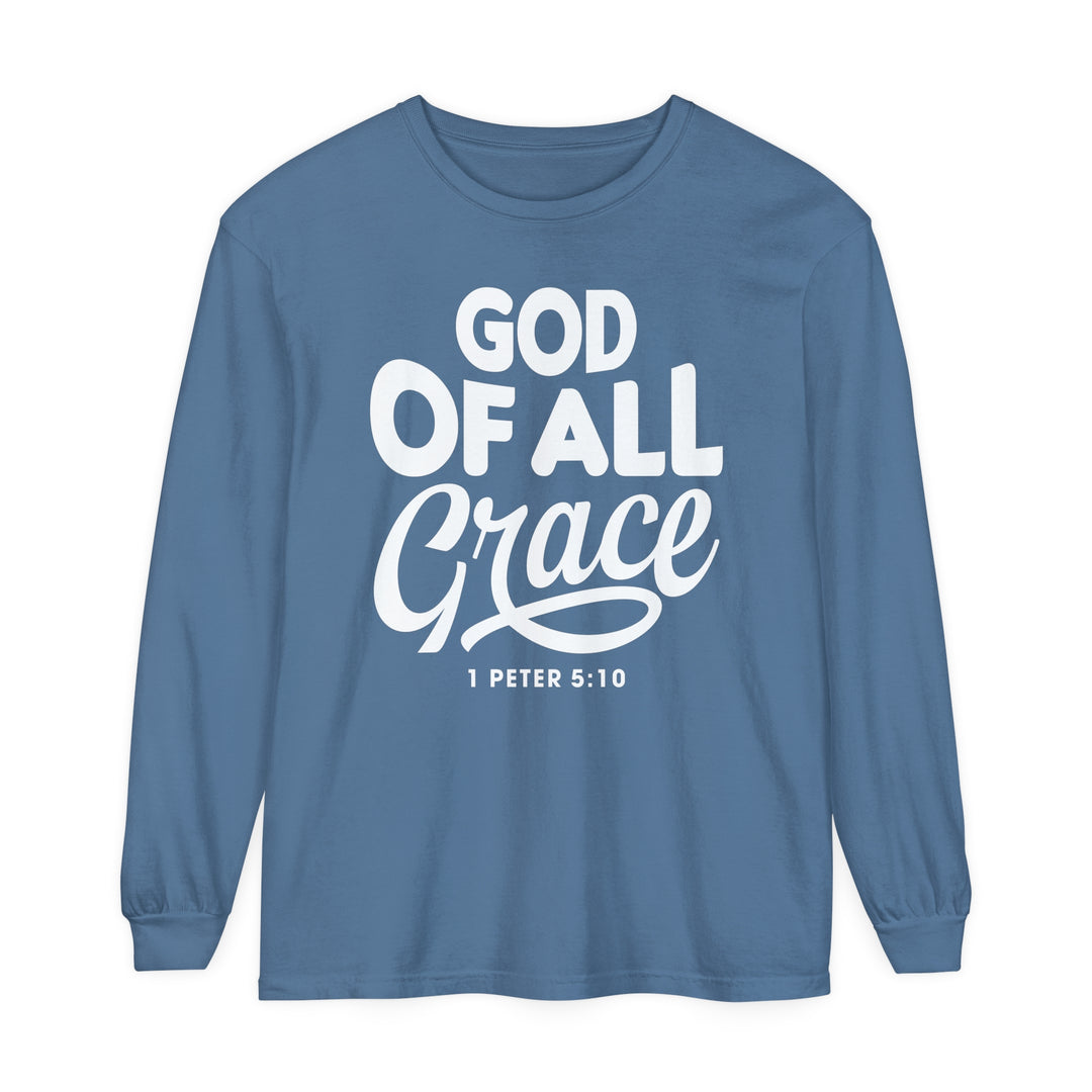 God of All Grace Long Sleeve Shirt Long-sleeve Blue Jean S 