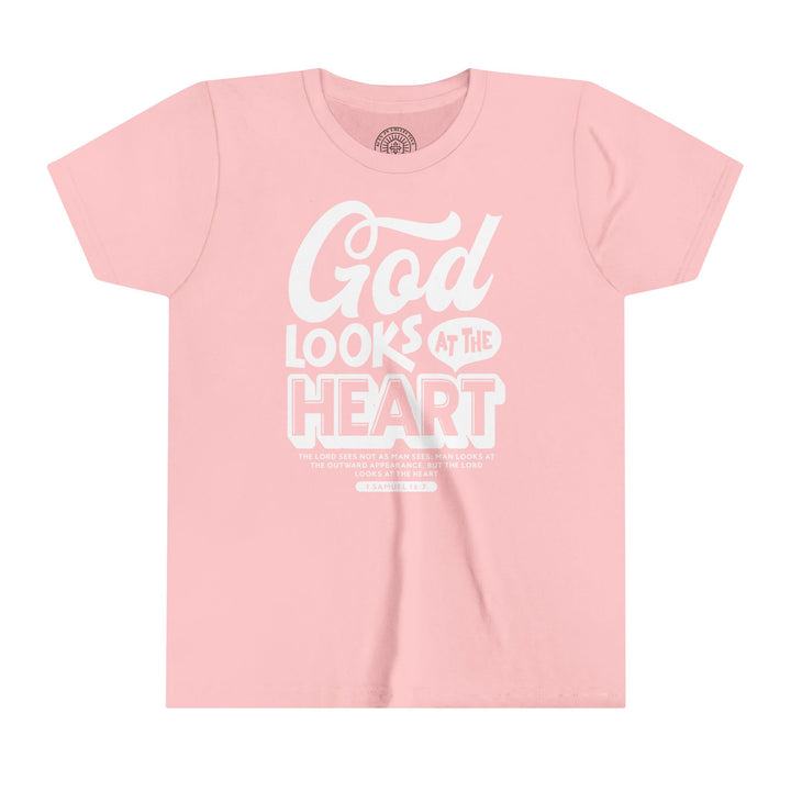 God Looks At Heart Youth T-shirt Kids clothes Pink S 