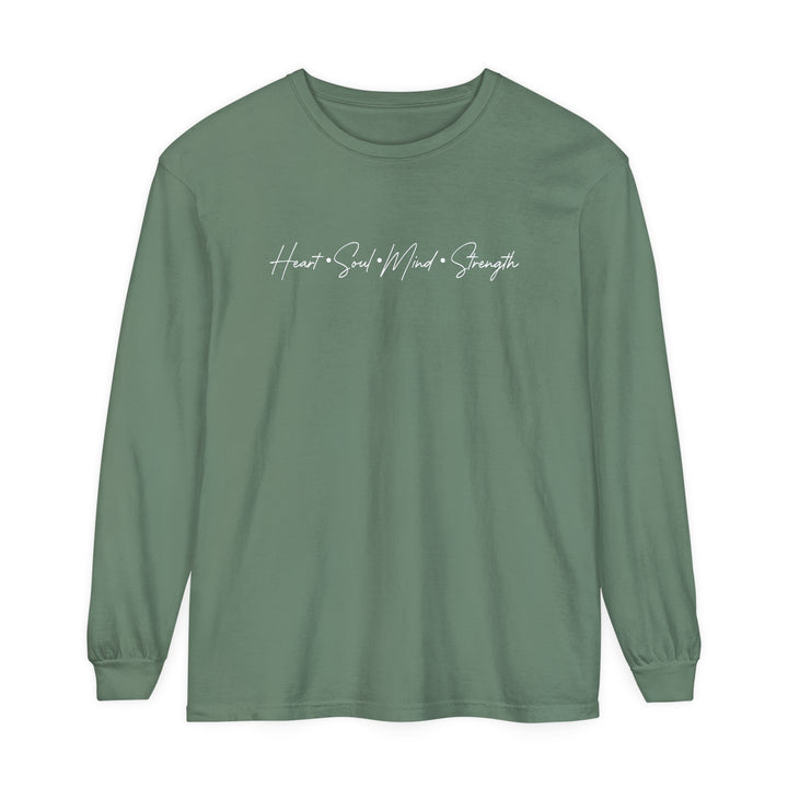 Heart Soul Mind Strength Script Long Sleeve Shirt Long-sleeve Light Green S 