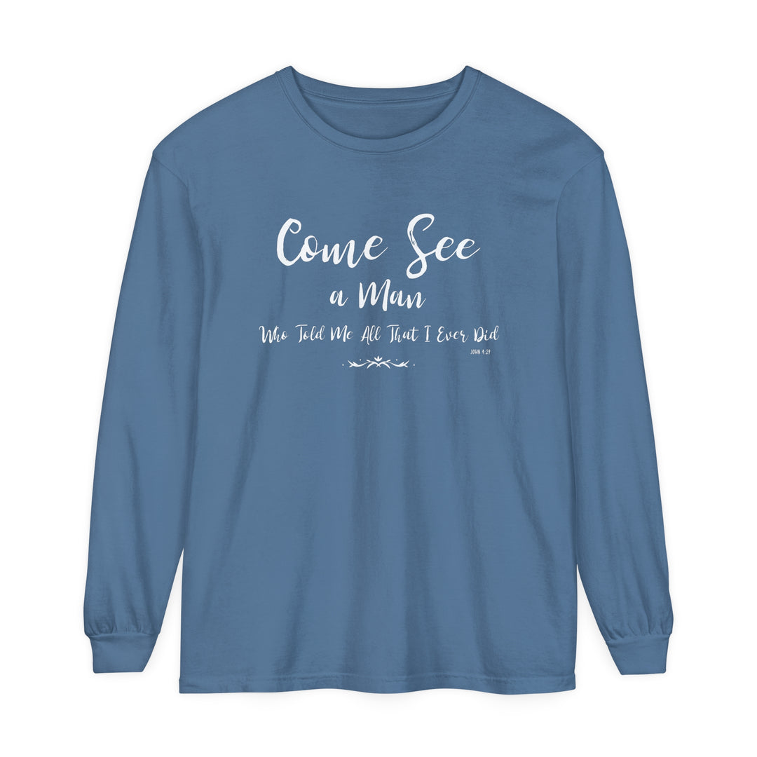 Come See Long Sleeve Shirt Long-sleeve Blue Jean S 