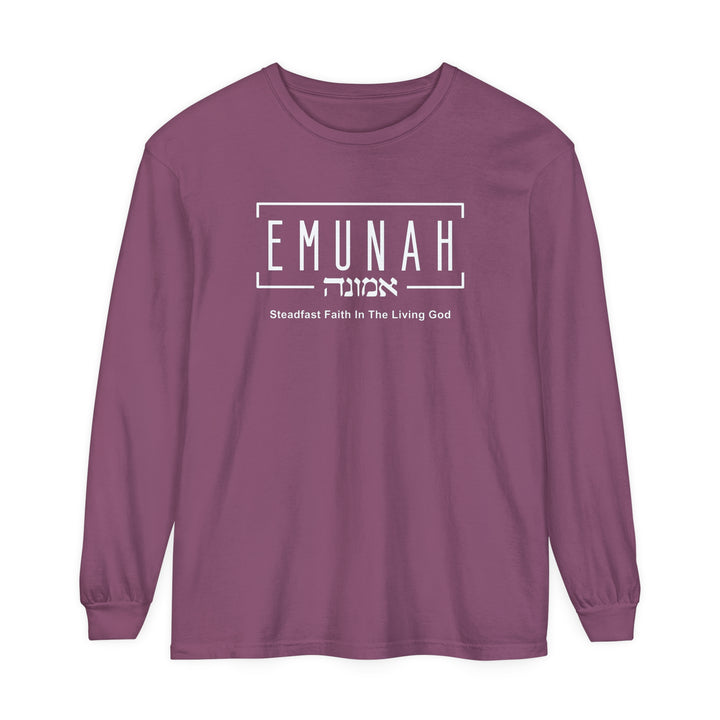 Emunah Steadfast Faith Long Sleeve Shirt Long-sleeve Berry S 