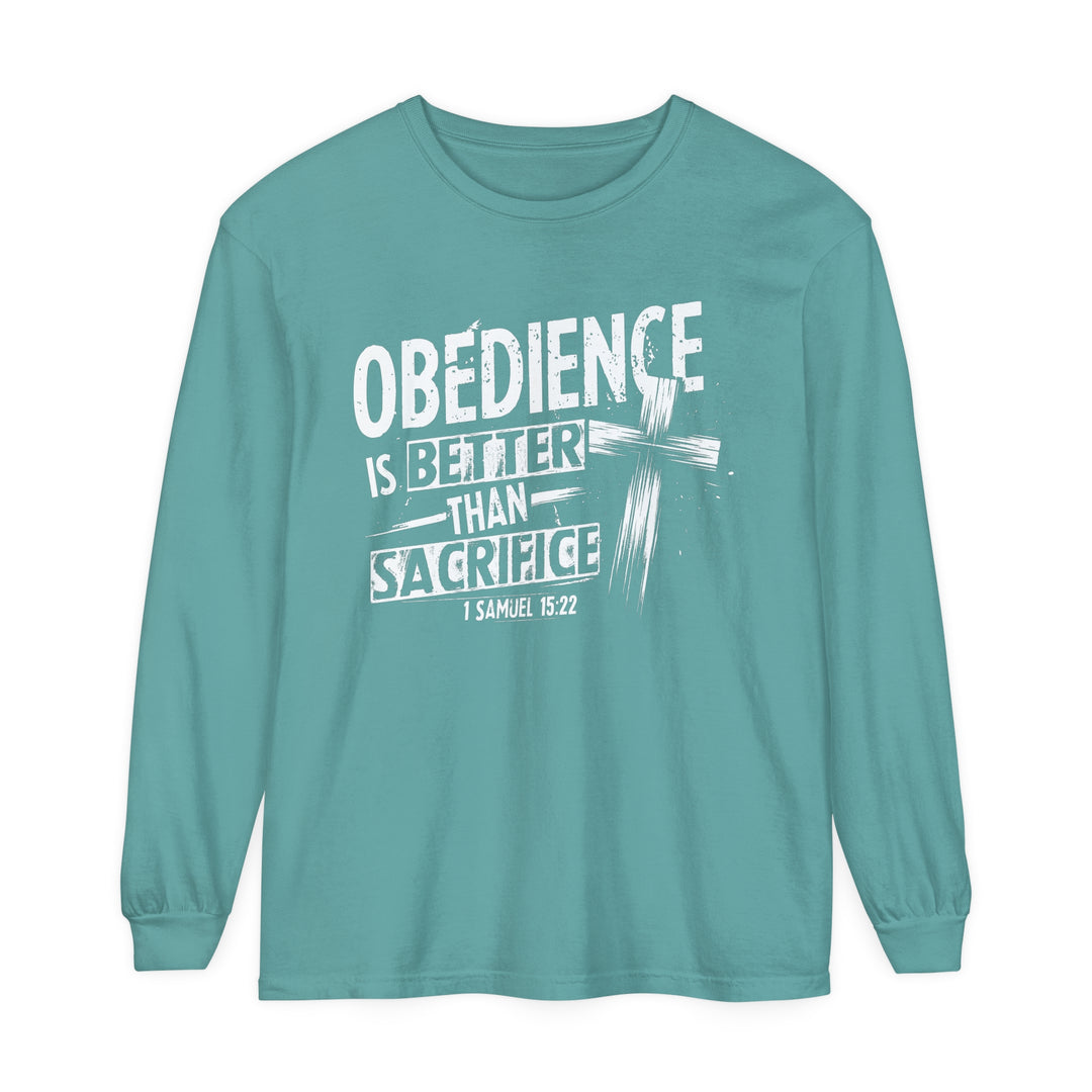 Obedience Is Better Cross Long Sleeve Shirt Long-sleeve Seafoam S 