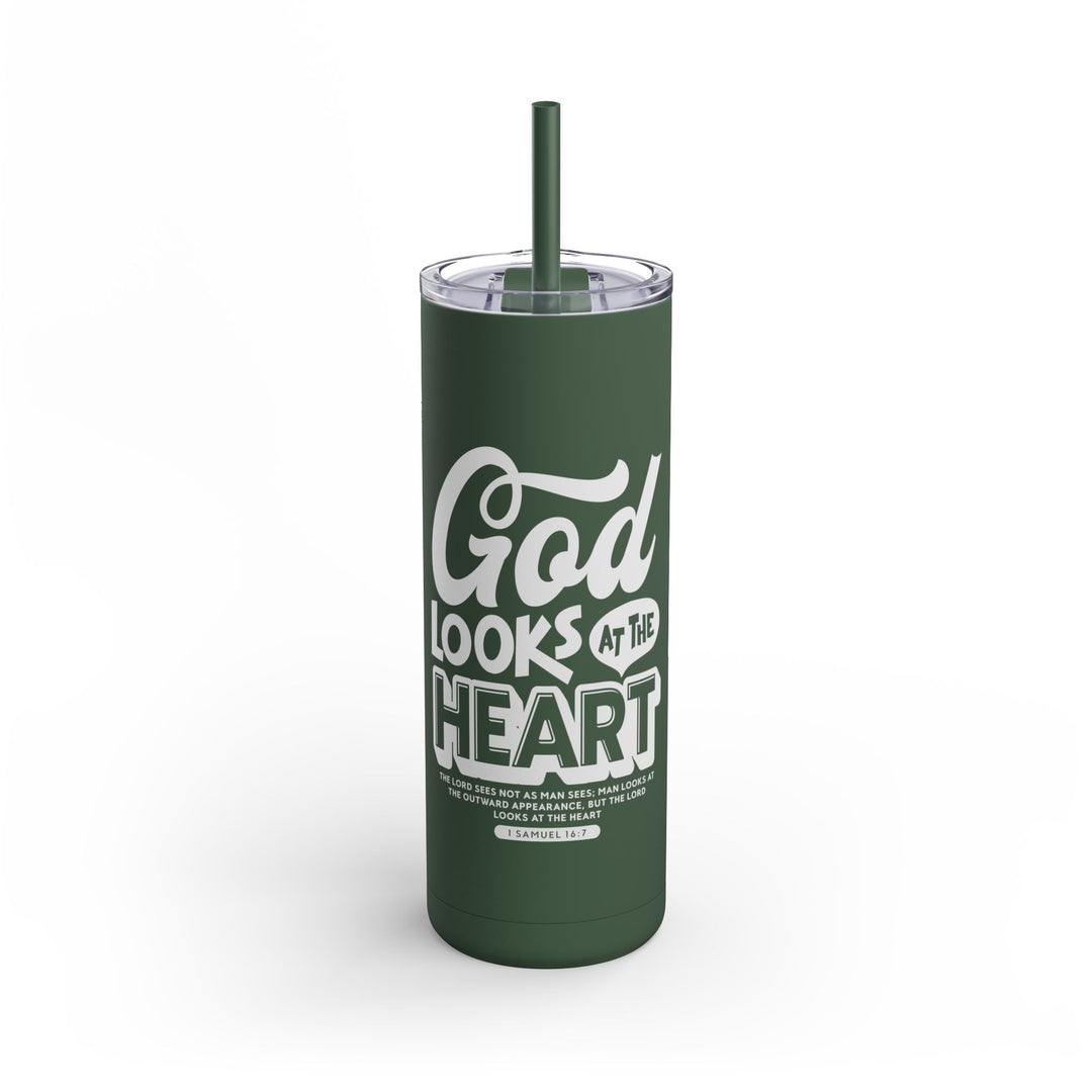 Christian Tumbler God Looks At Heart Mug Pine Needle 20oz Matte