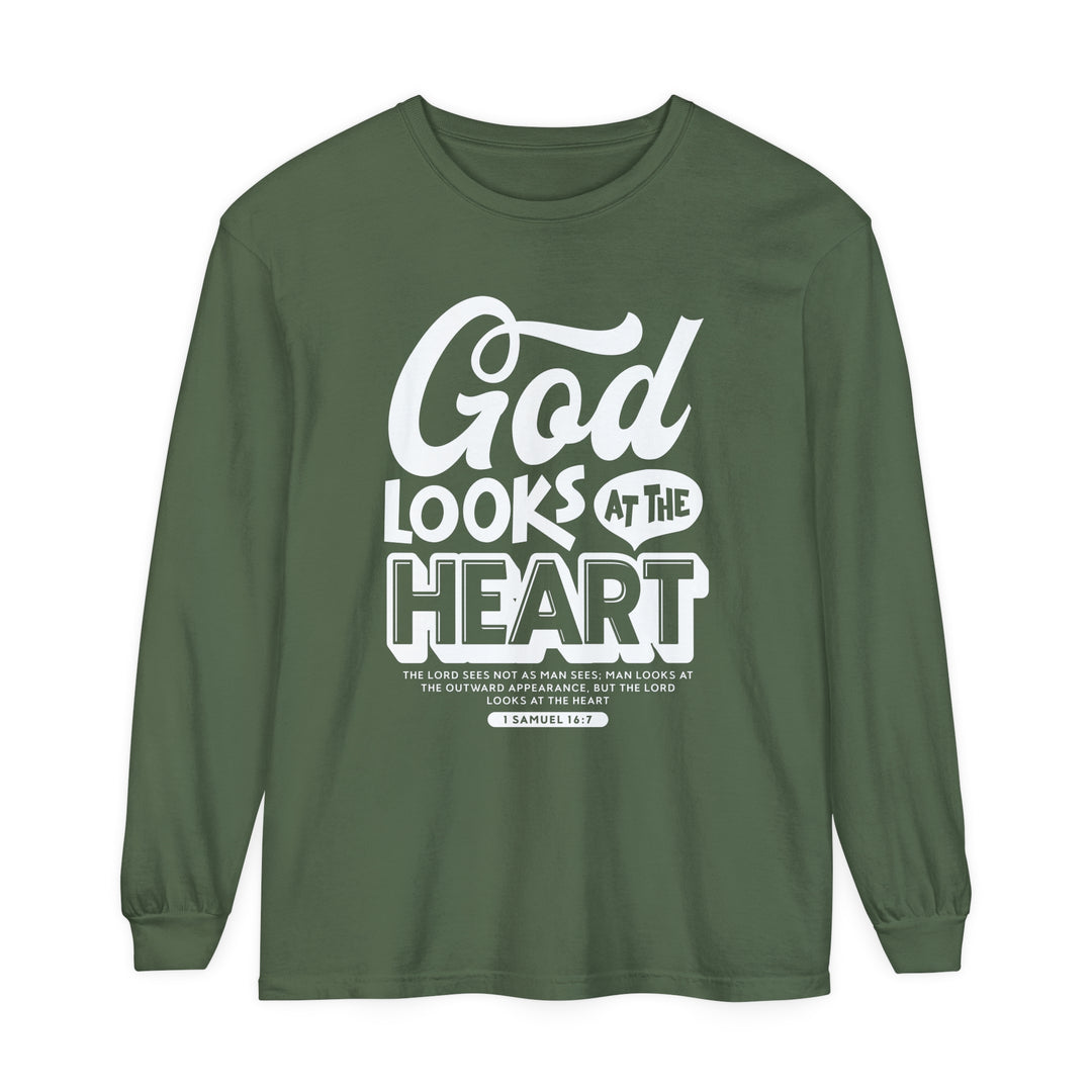 God Looks At The Heart Long Sleeve Shirt Long-sleeve Hemp S 