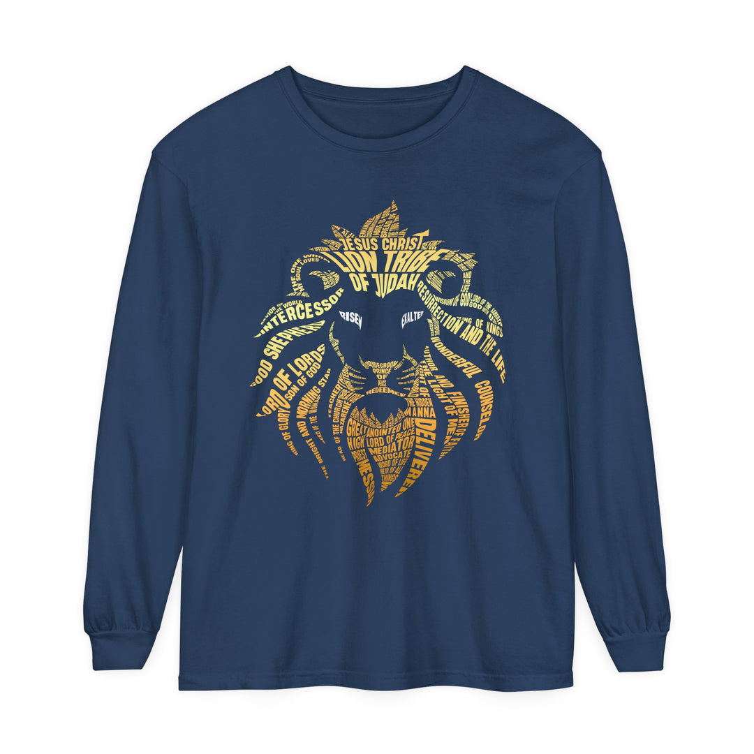 Lion Word Cloud Long Sleeve Shirt Long-sleeve Midnight S 