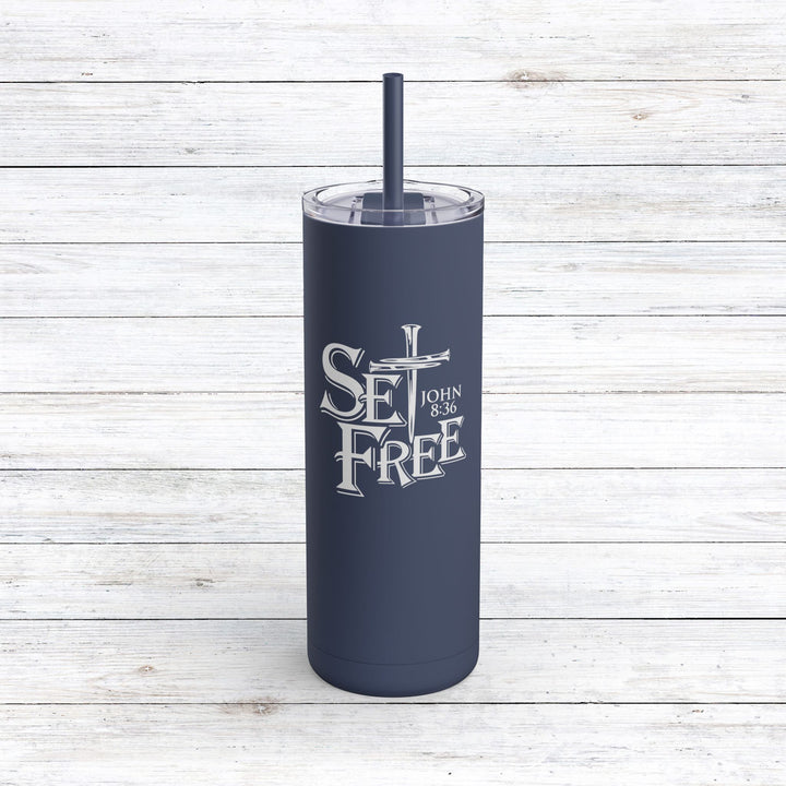 Christian Tumbler Set Free Mug Indigo 20oz Matte