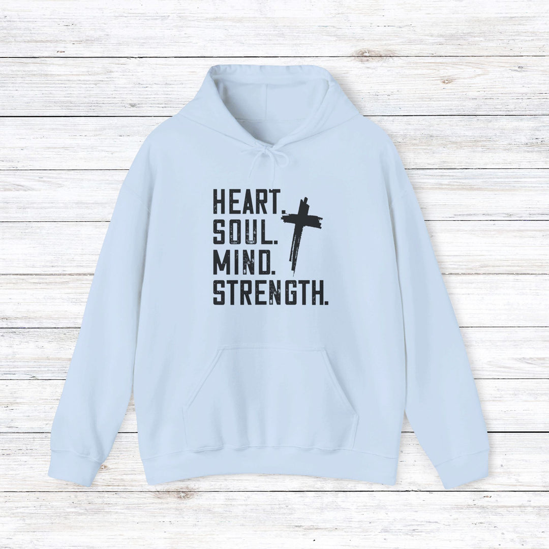 Heart Soul Mind Strength Cross Hoodie Hoodie Light Blue S 