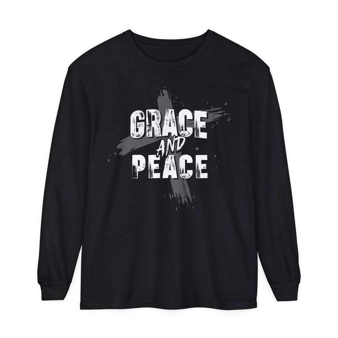 Grace and Peace Cross Long Sleeve Shirt Long-sleeve Black S 