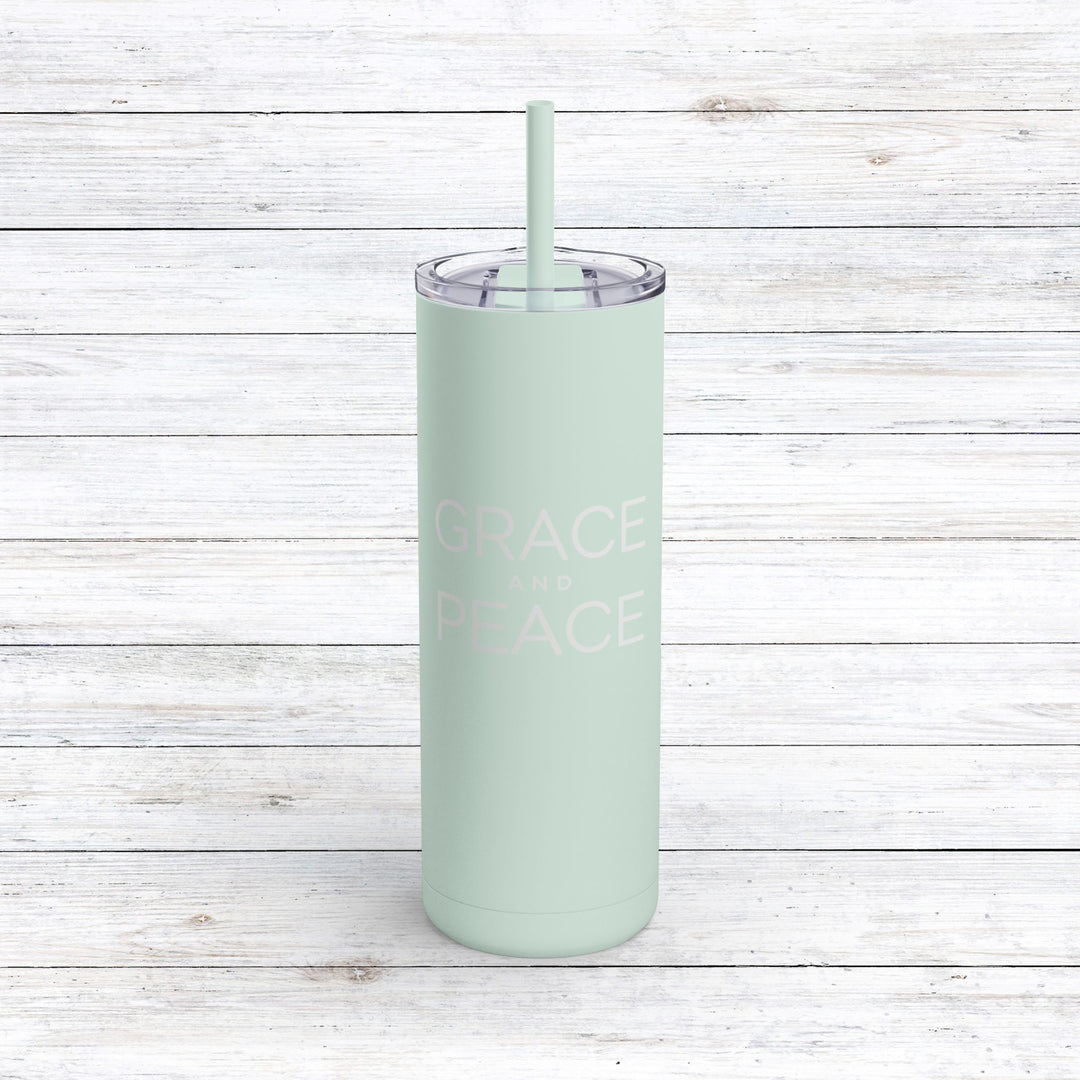 Christian Tumbler Grace and Peace Mug Seaglass 20oz Matte