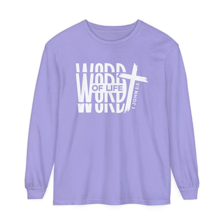 Word of Life Cross Long Sleeve Shirt Long-sleeve Violet S 