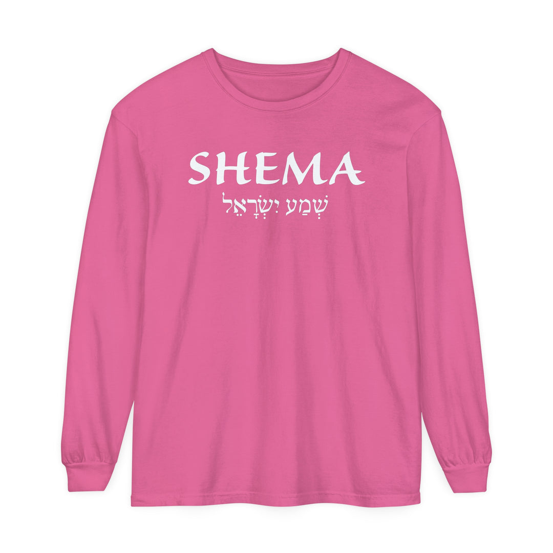 Shema Hebrew Long Sleeve Shirt Long-sleeve Crunchberry S 