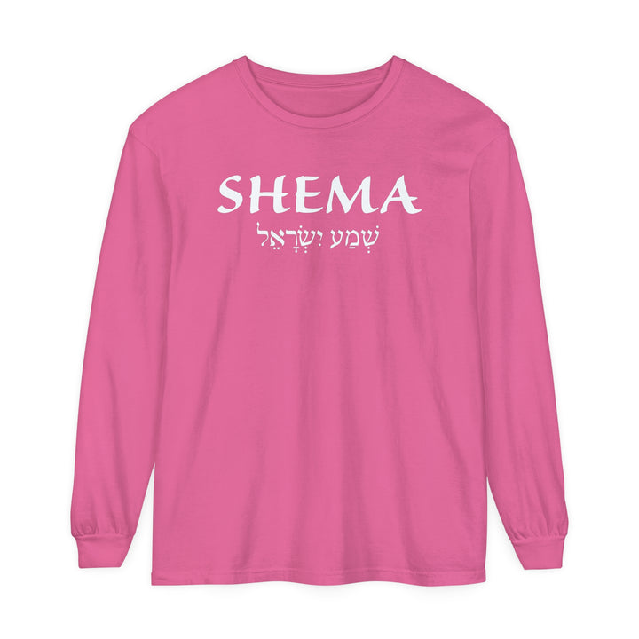 Shema Hebrew Long Sleeve Shirt Long-sleeve Crunchberry S 