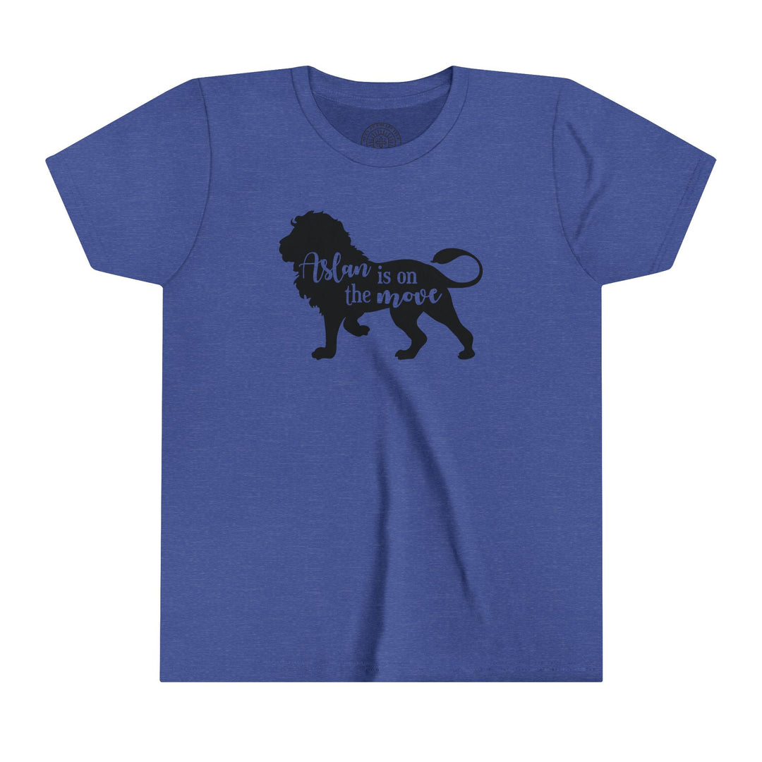 Aslan Is On The Move Youth T-shirt Kids clothes Heather True Royal S 