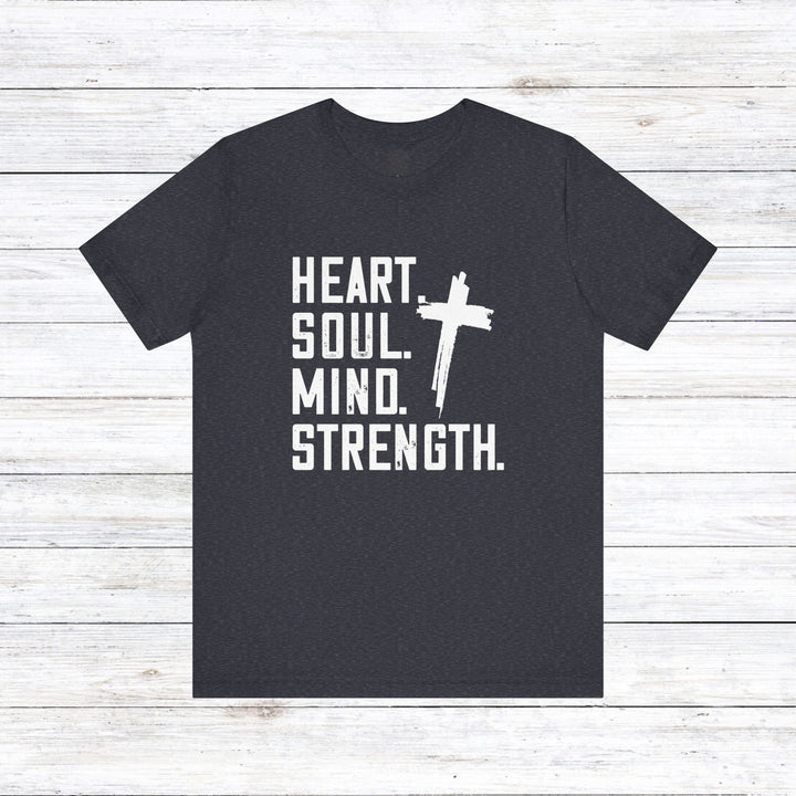 Shema Heart Soul Mind Strength Unisex T-Shirt T-Shirt Heather Navy S 