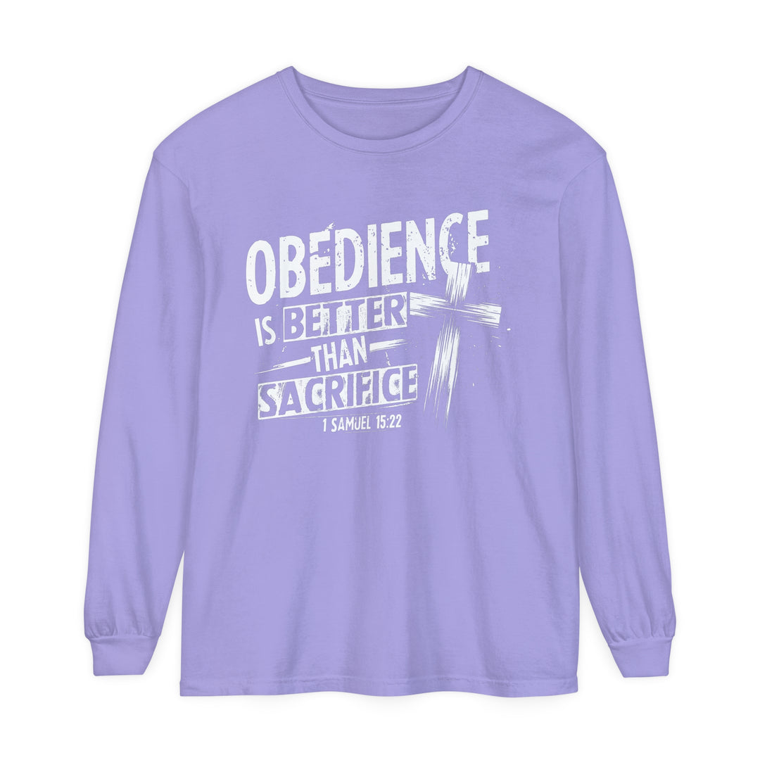 Obedience Is Better Cross Long Sleeve Shirt Long-sleeve Violet S 