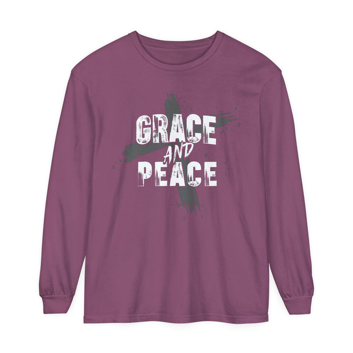 Grace and Peace Cross Long Sleeve Shirt Long-sleeve Berry S 