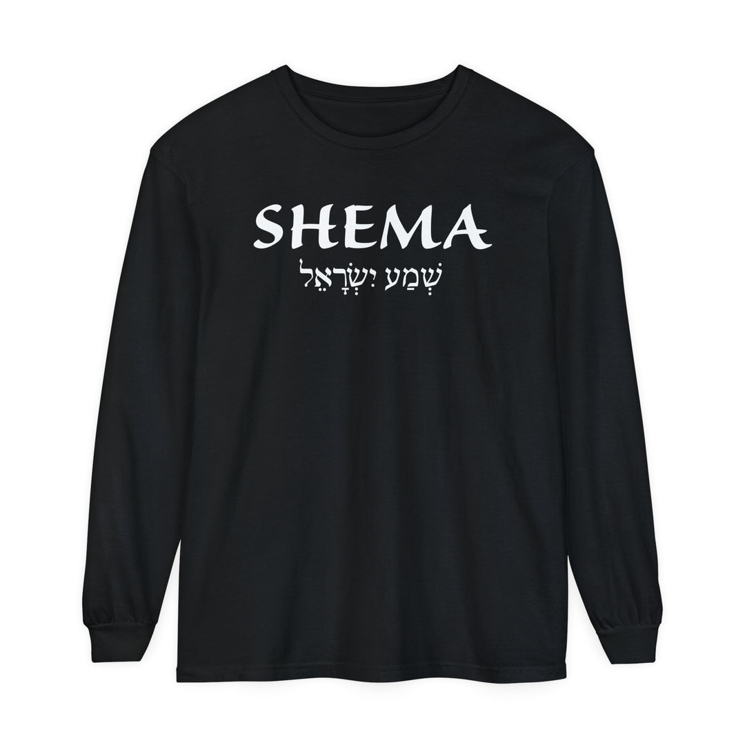 Shema Hebrew Long Sleeve Shirt Long-sleeve Black S 