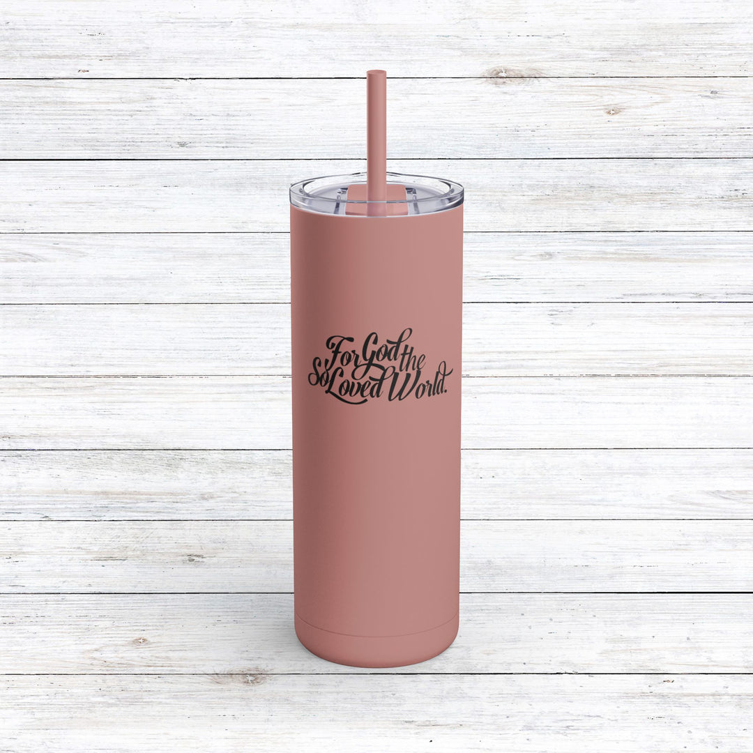 Christian Tumbler God So Loved Mug Dusty Rose 20oz Matte