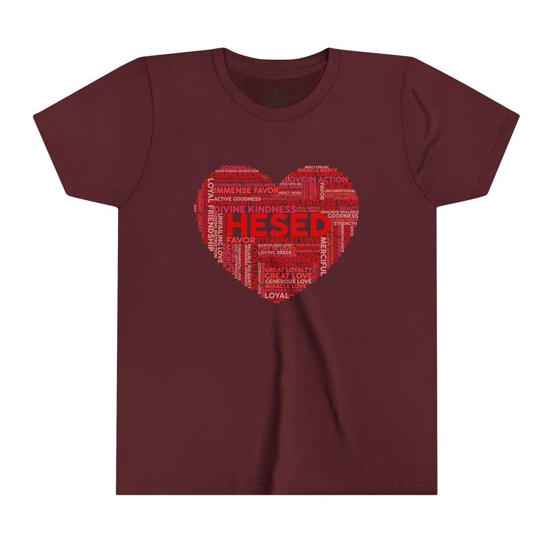 Hesed Heart Cloud Youth T-shirt Kids clothes Maroon S 