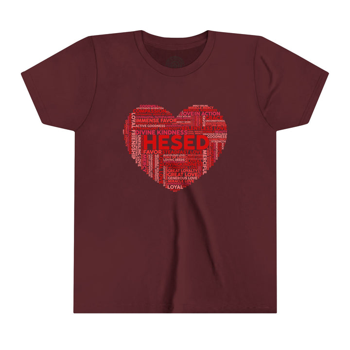 Hesed Heart Cloud Youth T-shirt Kids clothes Maroon S 