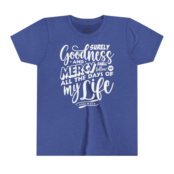 Goodness and Mercy Youth T-shirt Kids clothes Heather True Royal S 