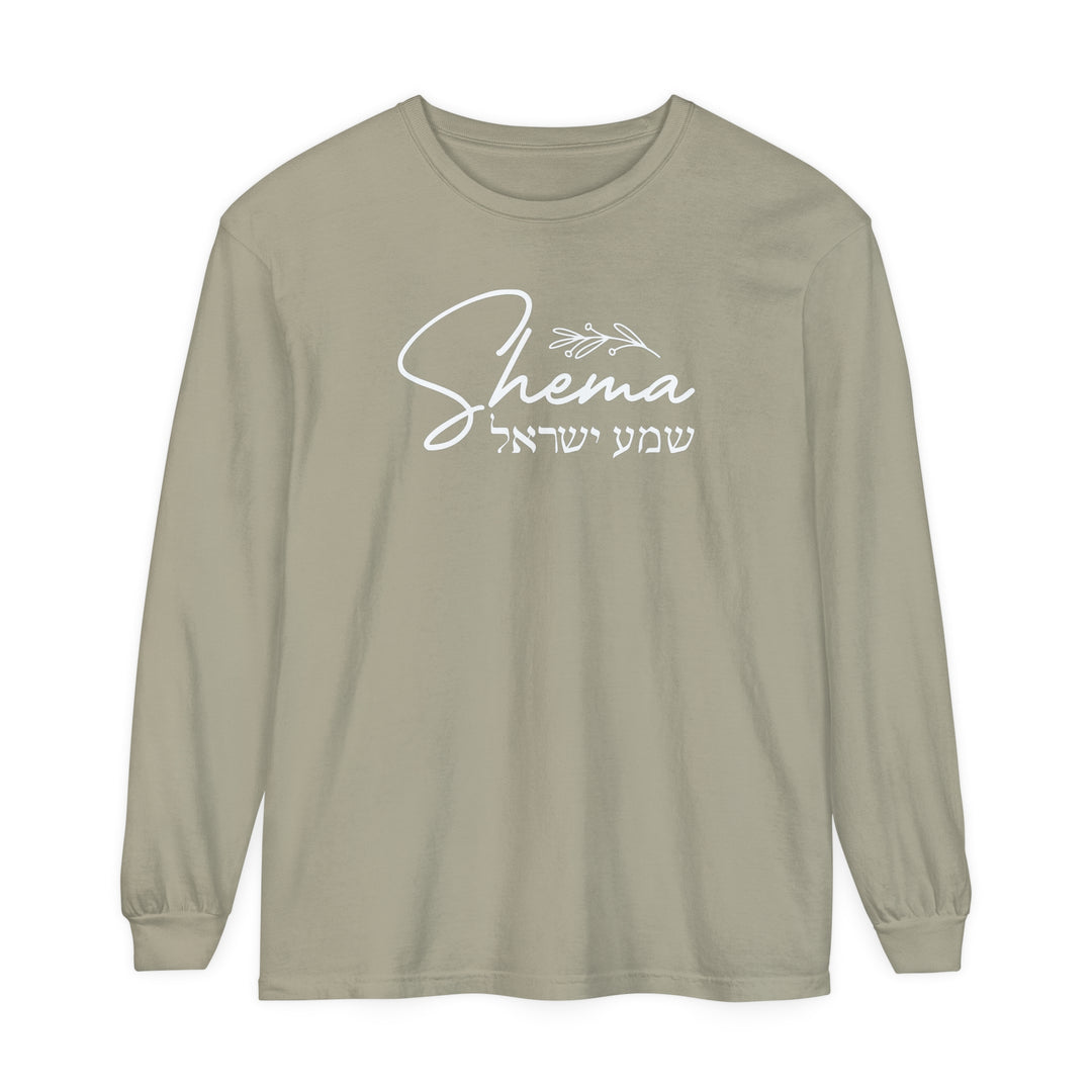 Shema Hebrew Long Sleeve Shirt Long-sleeve Sandstone S 