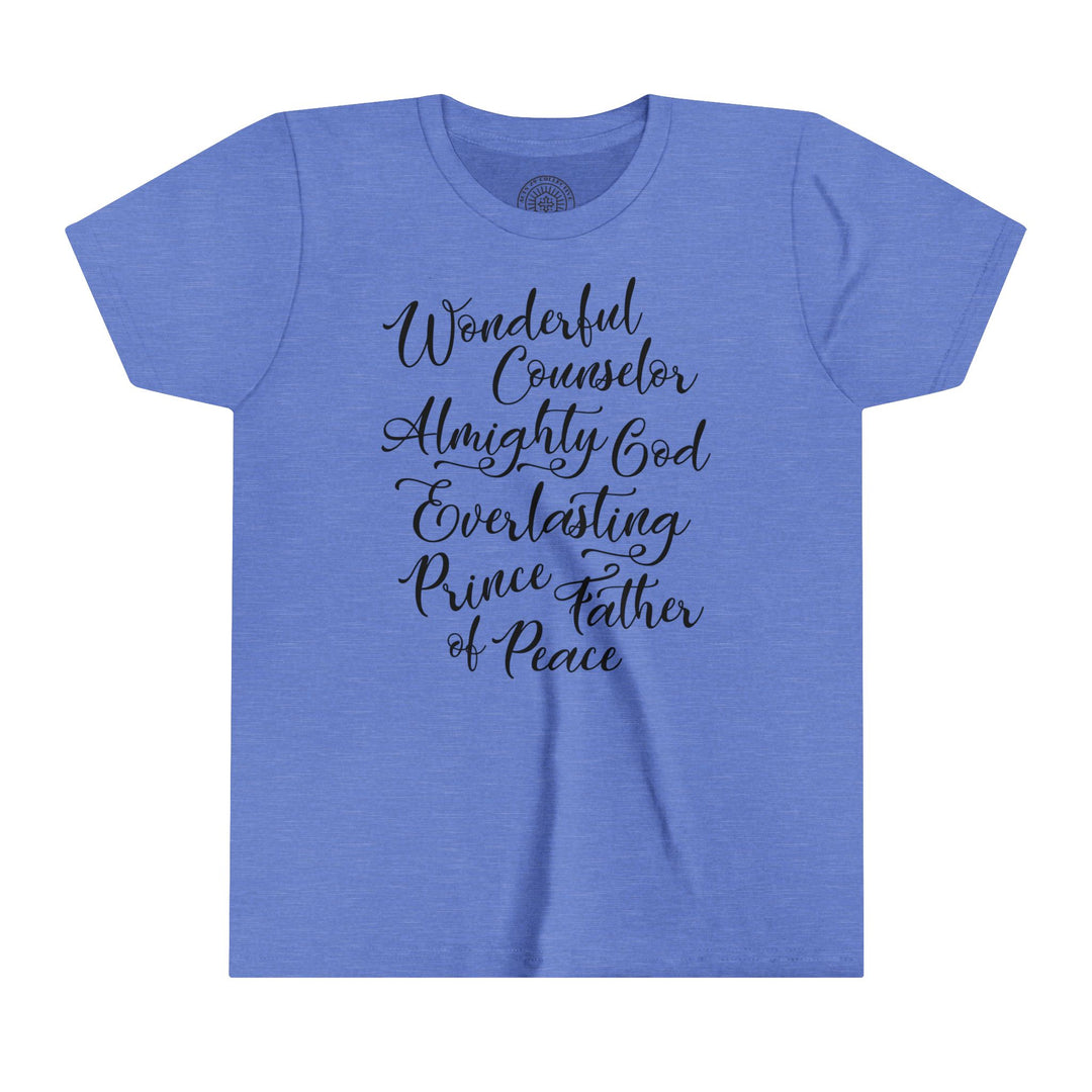 Wonderful Counselor Youth T-shirt Kids clothes Heather Columbia Blue S 