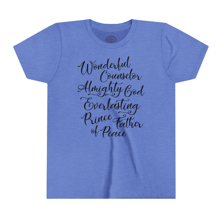 Wonderful Counselor Youth T-shirt Kids clothes Heather Columbia Blue S 