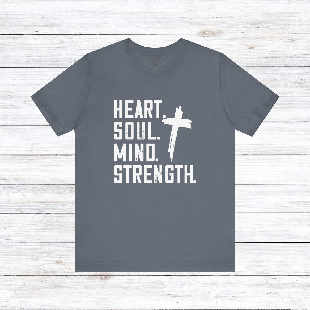 Shema Heart Soul Mind Strength Unisex T-Shirt T-Shirt Steel Blue S 