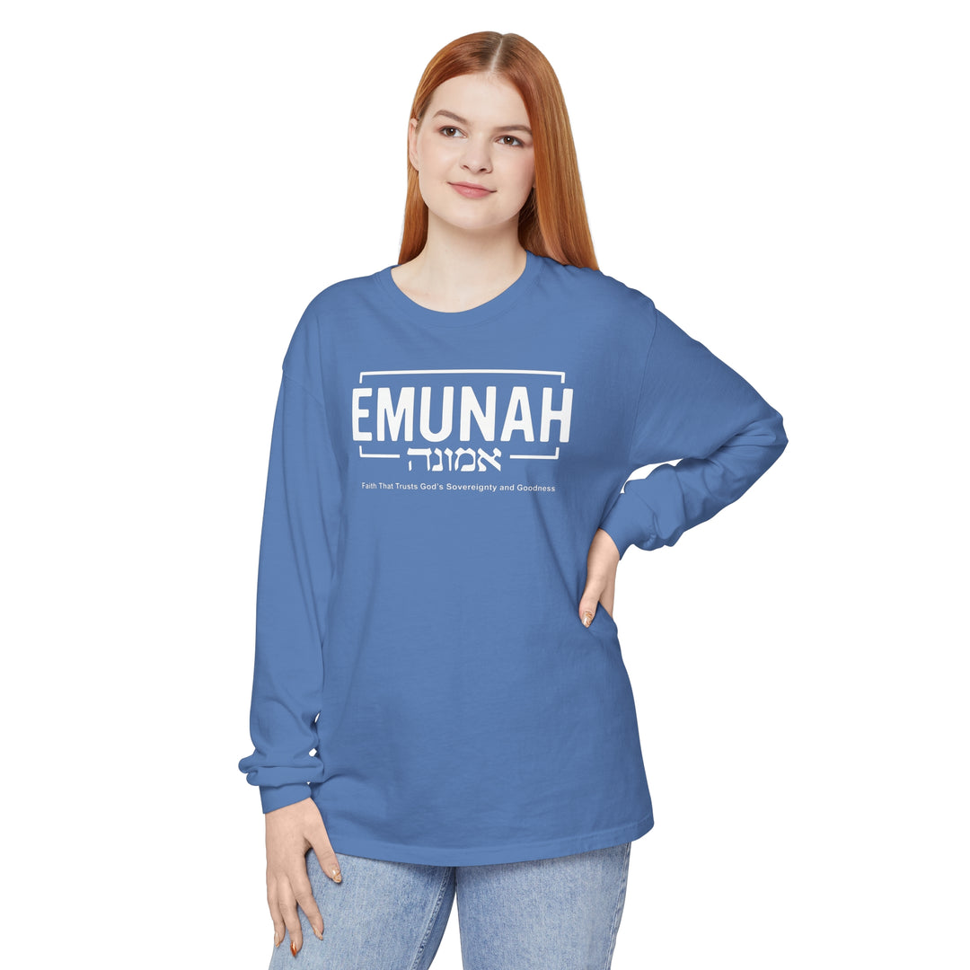 Emunah Faith That Trusts Long Sleeve Shirt Long-sleeve Flo Blue S 