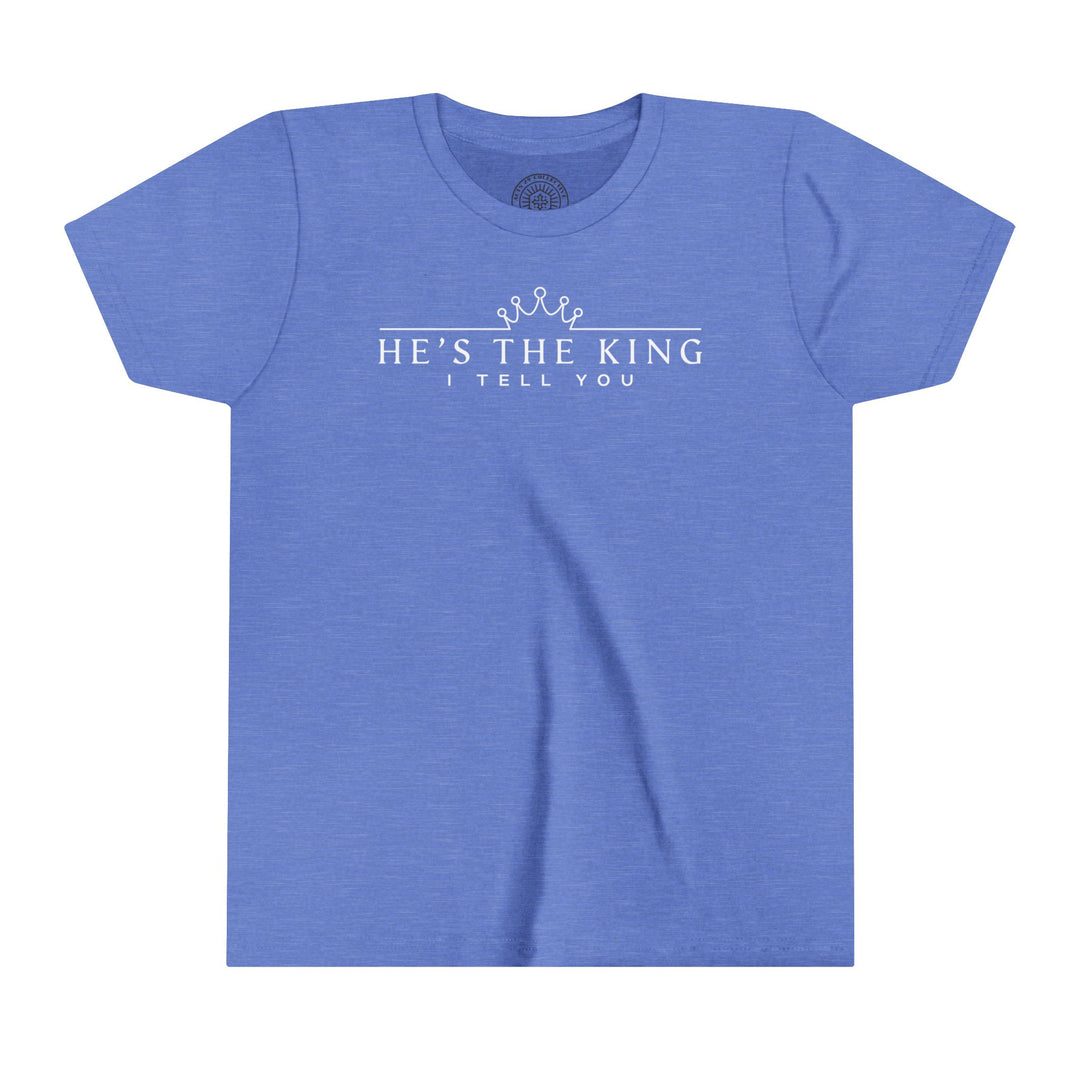 He's The King Youth T-shirt Kids clothes Heather Columbia Blue S 