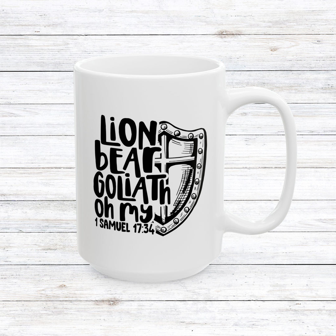 Christian Coffee Mug Lion Bear Goliath Oh My Ceramic Mug 15oz  