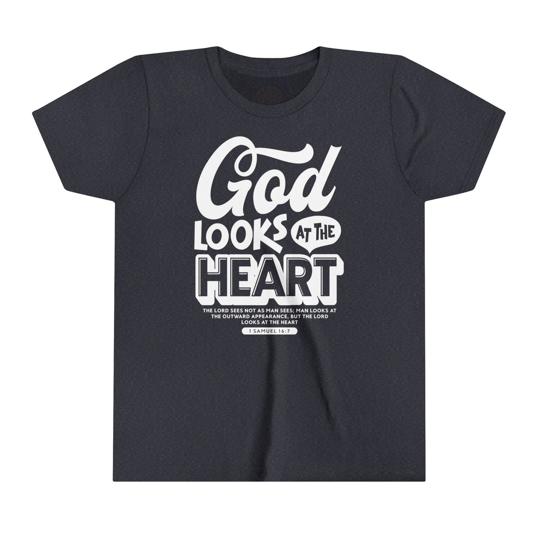 God Looks At Heart Youth T-shirt Kids clothes Heather Navy S 