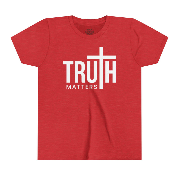 Truth Matters Youth T-Shirt Kids clothes Heather Red S 