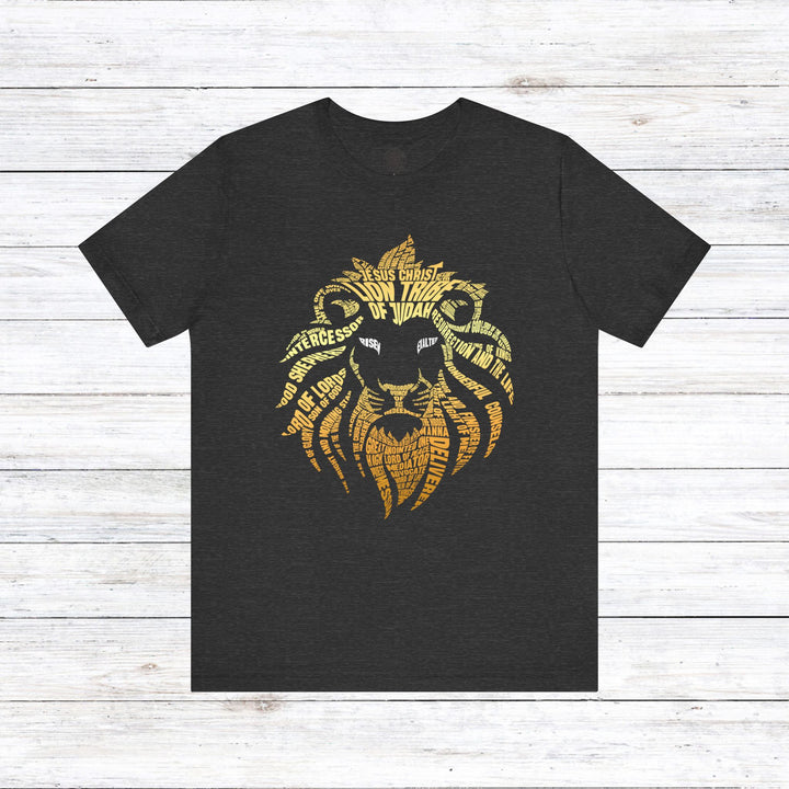 Lion Word Cloud Unisex T-Shirt T-Shirt Dark Grey Heather S 