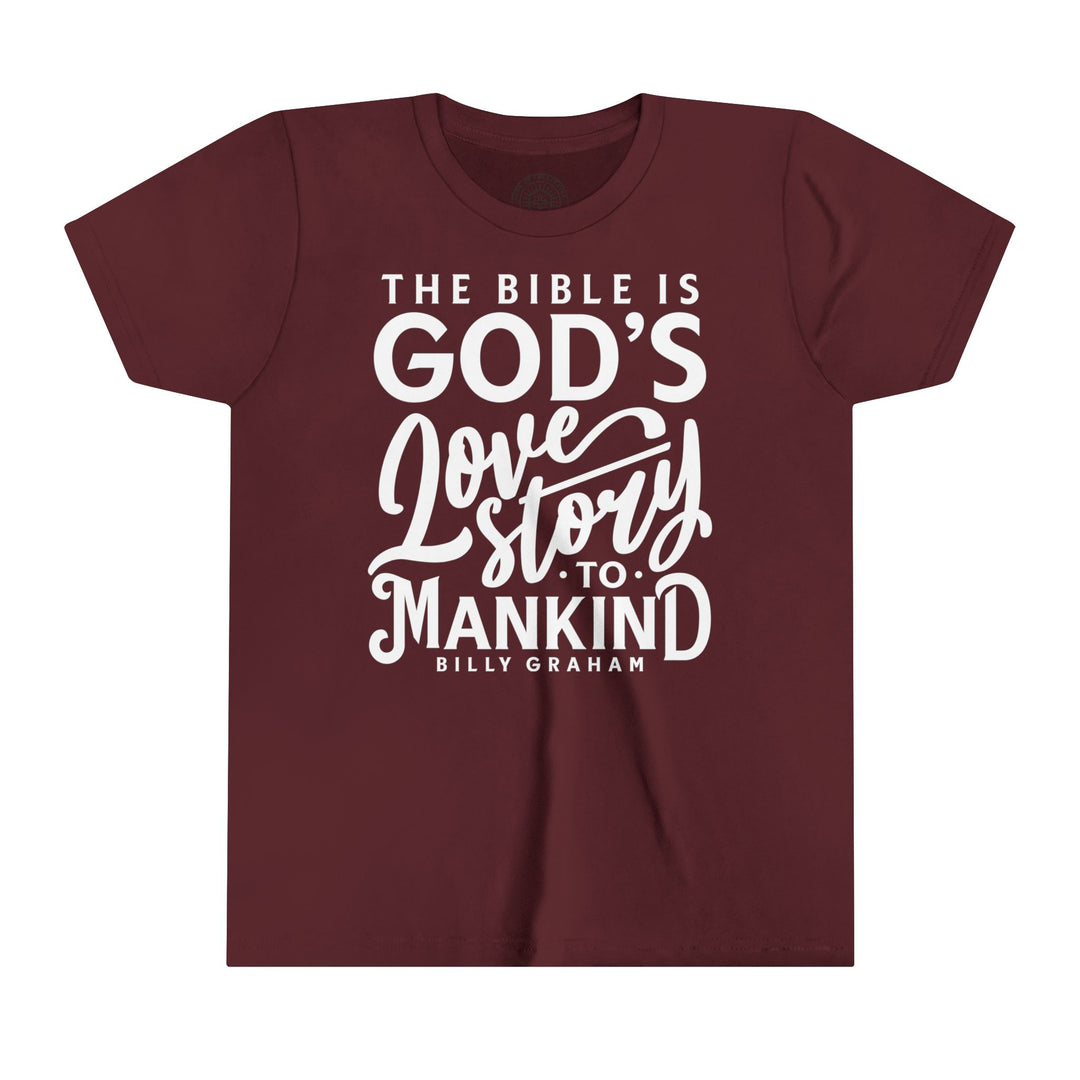 God's Love Story Youth T-shirt Kids clothes Maroon S 