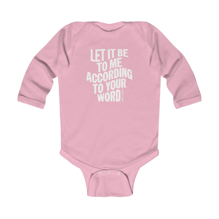 According To Your Word Infant Long Sleeve Bodysuit Kids clothes Pink NB (0-3M) 