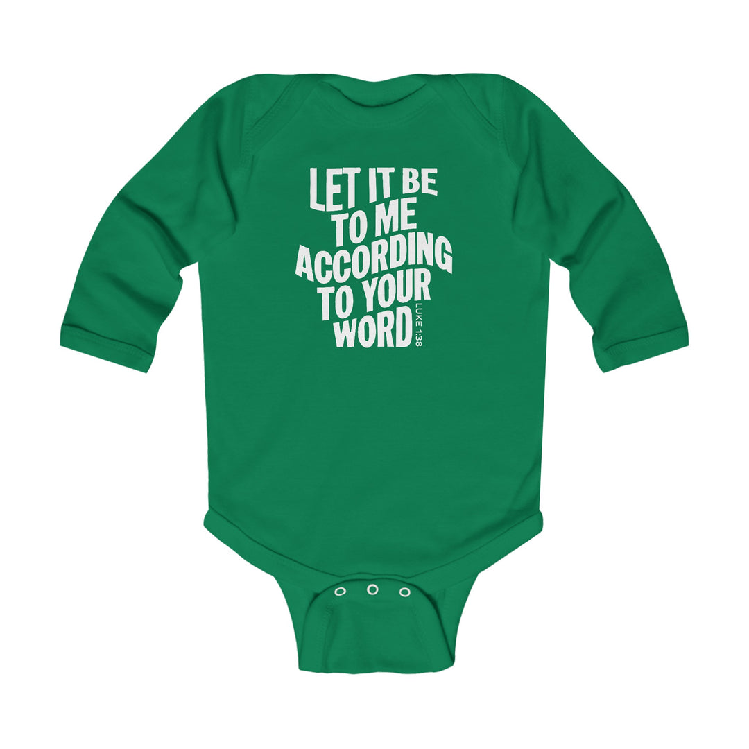 According To Your Word Infant Long Sleeve Bodysuit Kids clothes Kelly NB (0-3M) 