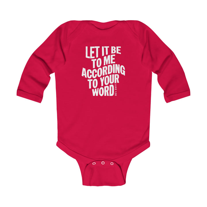 According To Your Word Infant Long Sleeve Bodysuit Kids clothes Red NB (0-3M) 