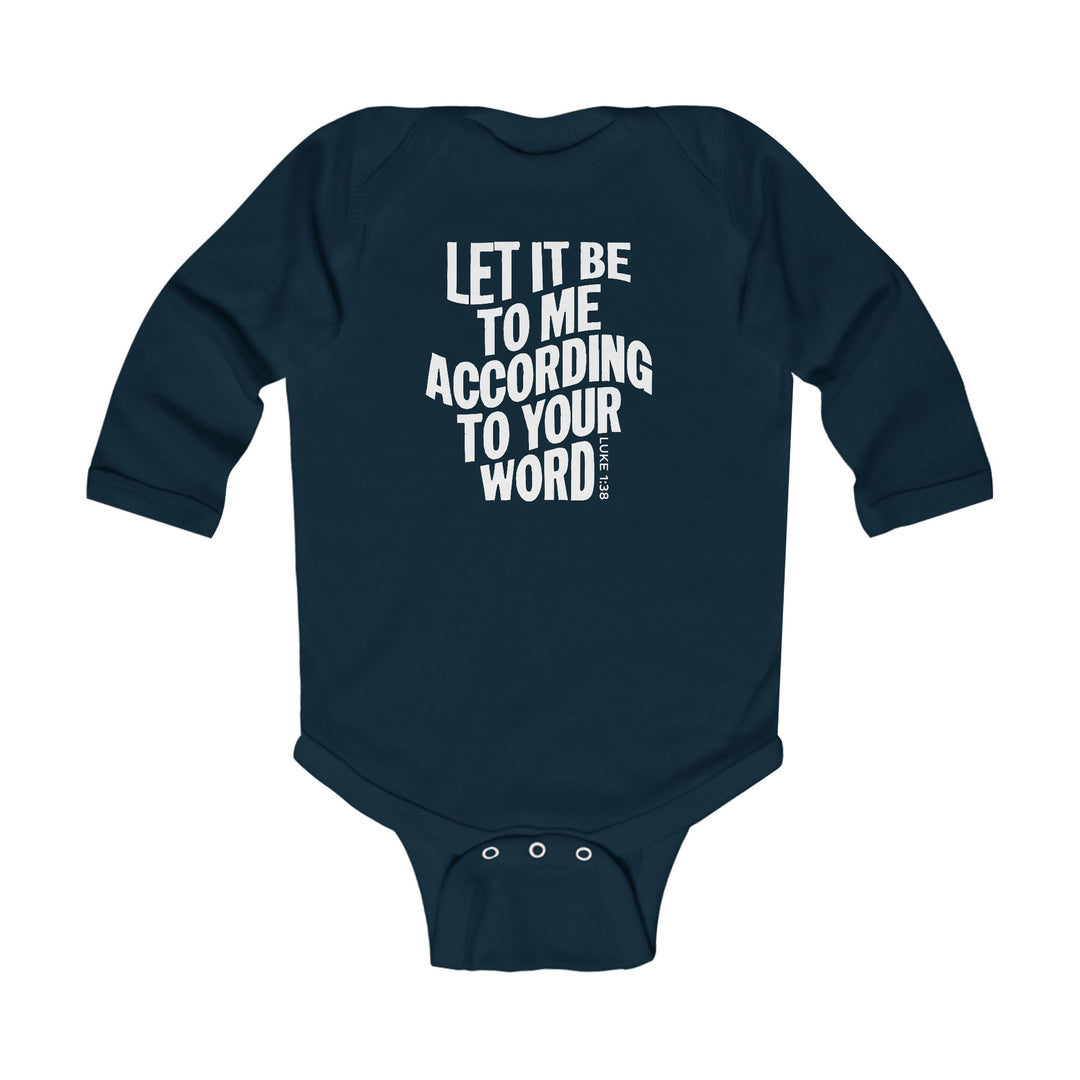 According To Your Word Infant Long Sleeve Bodysuit Kids clothes Navy NB (0-3M) 