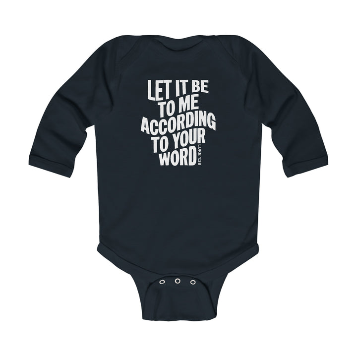 According To Your Word Infant Long Sleeve Bodysuit Kids clothes Black NB (0-3M) 