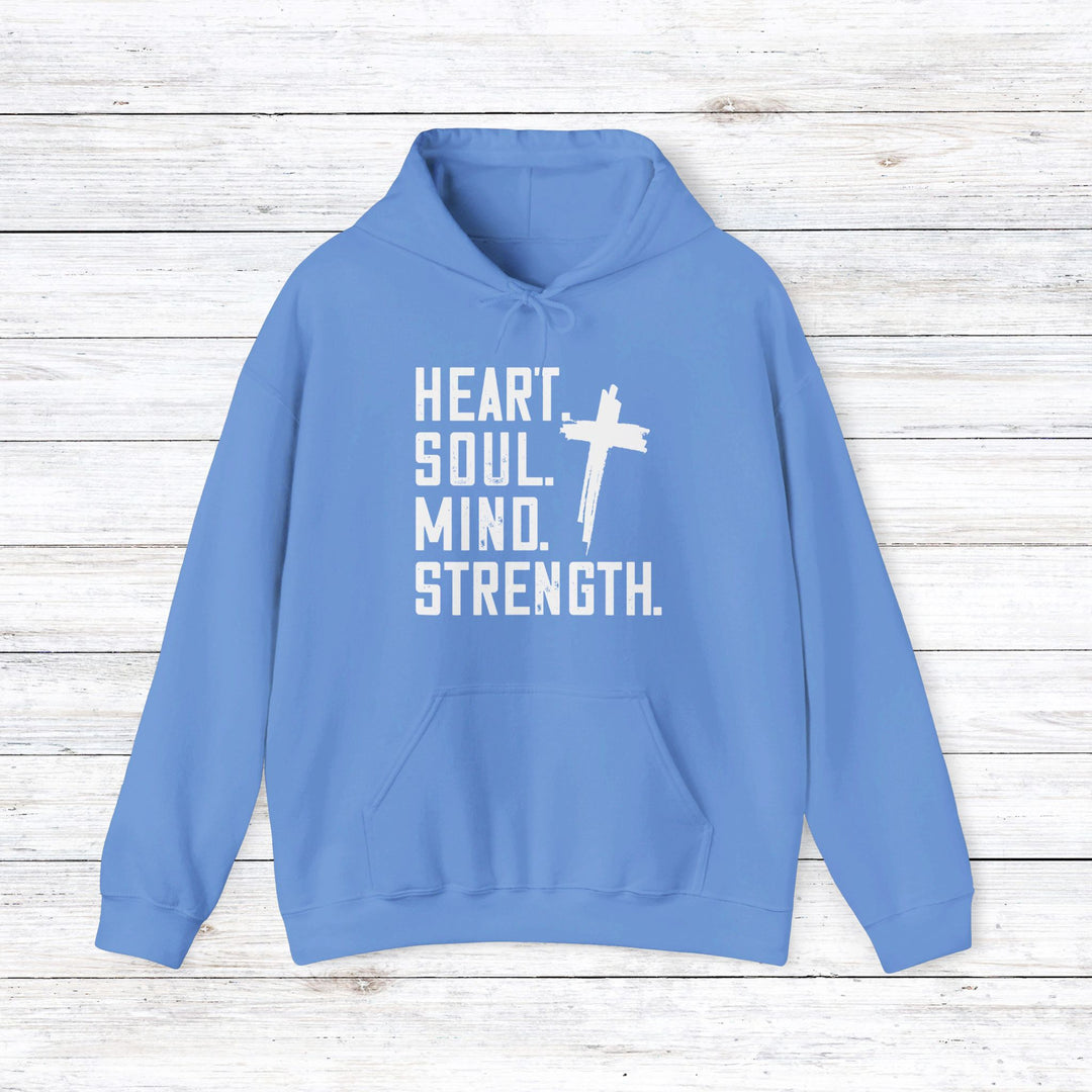 Heart Soul Mind Strength Cross Hoodie Hoodie Carolina Blue S 