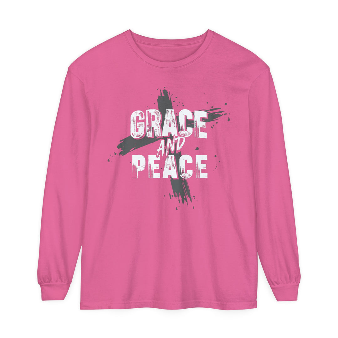 Grace and Peace Cross Long Sleeve Shirt Long-sleeve Crunchberry S 