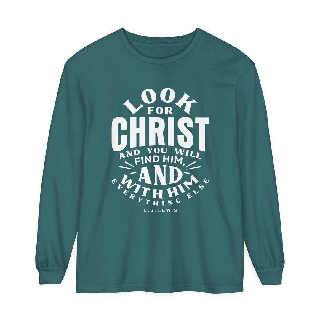 Look For Christ Long Sleeve Shirt Long-sleeve Blue Spruce S 