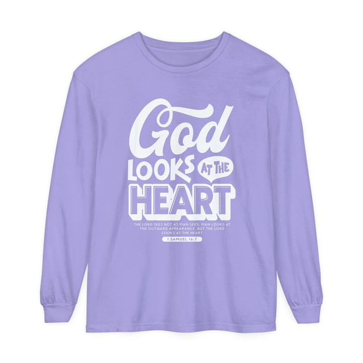 God Looks At The Heart Long Sleeve Shirt Long-sleeve Violet S 